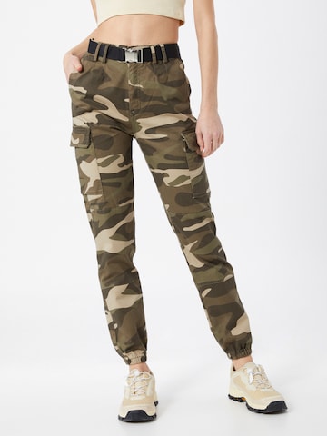 Tally Weijl Regular Cargojeans 'WOVEN HW SKINNY CARGO' in Groen: voorkant