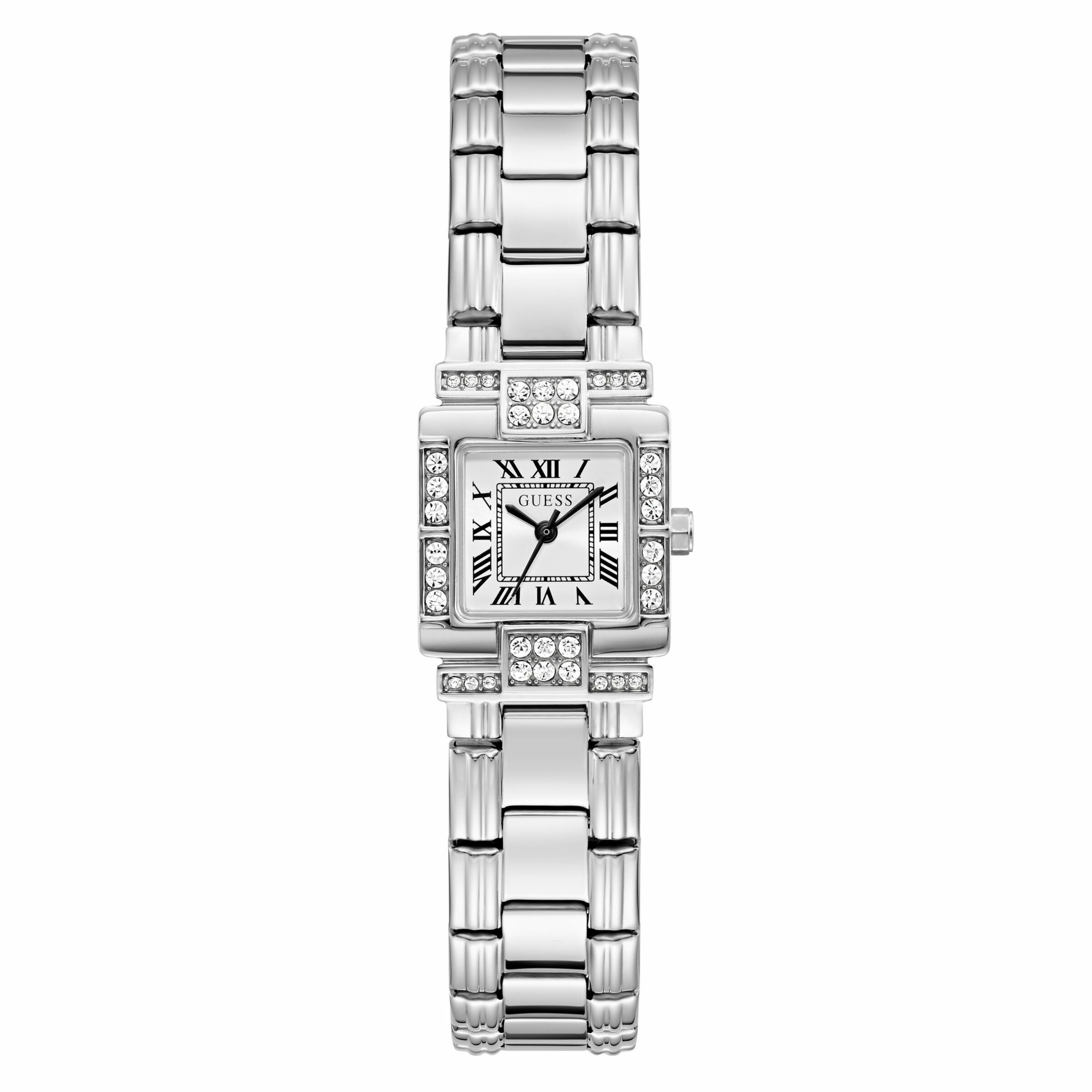 Montre à affichage analogique GUESS en argent : devant
