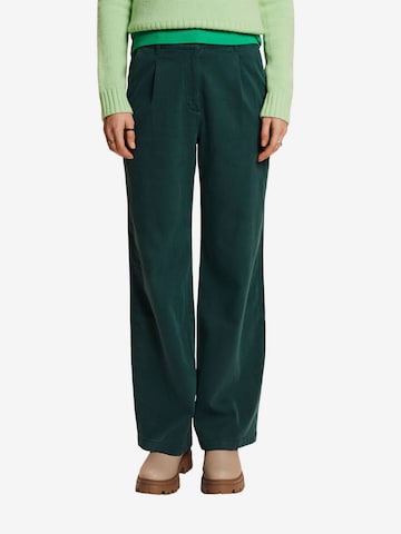 ESPRIT Wide leg Pleat-Front Pants in Green: front