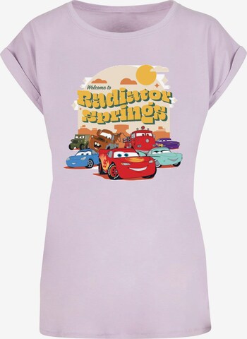 ABSOLUTE CULT T-Shirt 'Cars - Radiator Springs Group' in Lila: predná strana