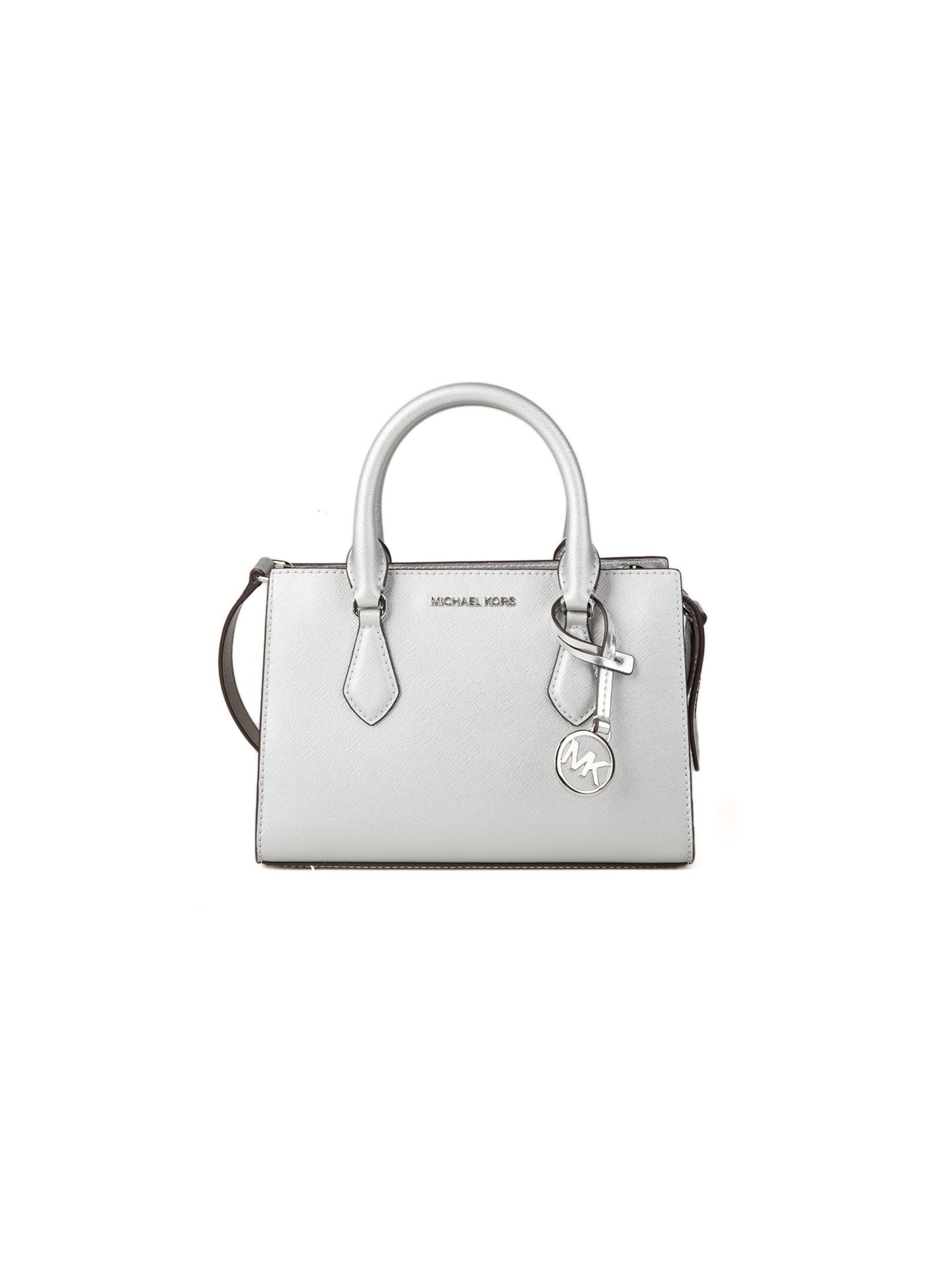 Borsa a mano 'Sheila Small Center-Zip Satchel' di Michael Kors in argento: frontale
