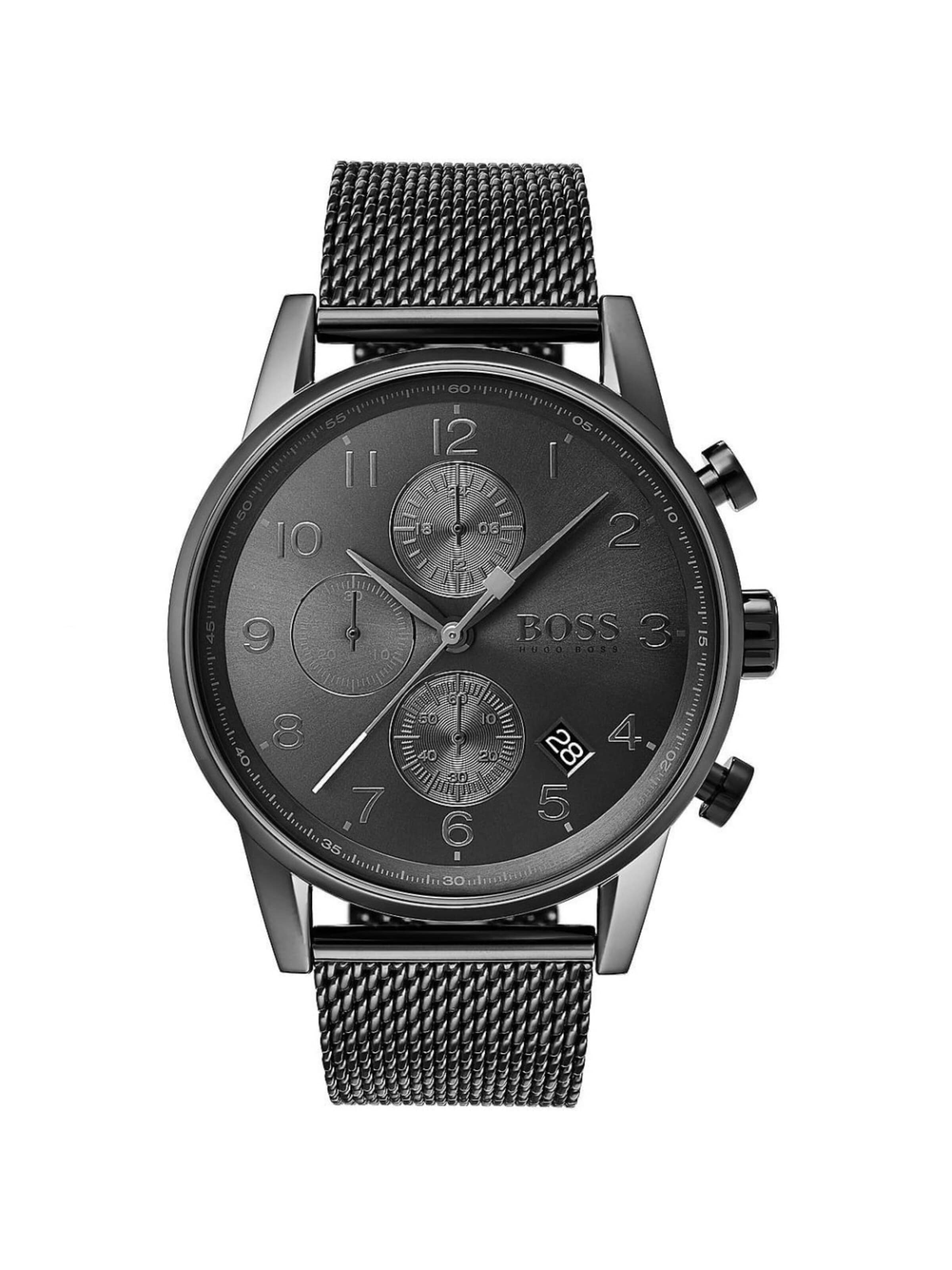 HUGO BOSS Analog Watch 'Montre Homme Hugo Boss Navigator Chronograph 1513674' in Black: front
