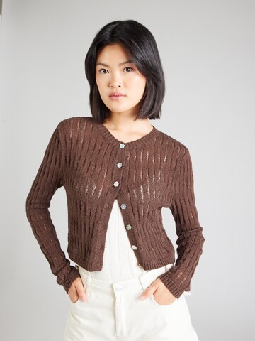 Monki Knit cardigan in Brown: front