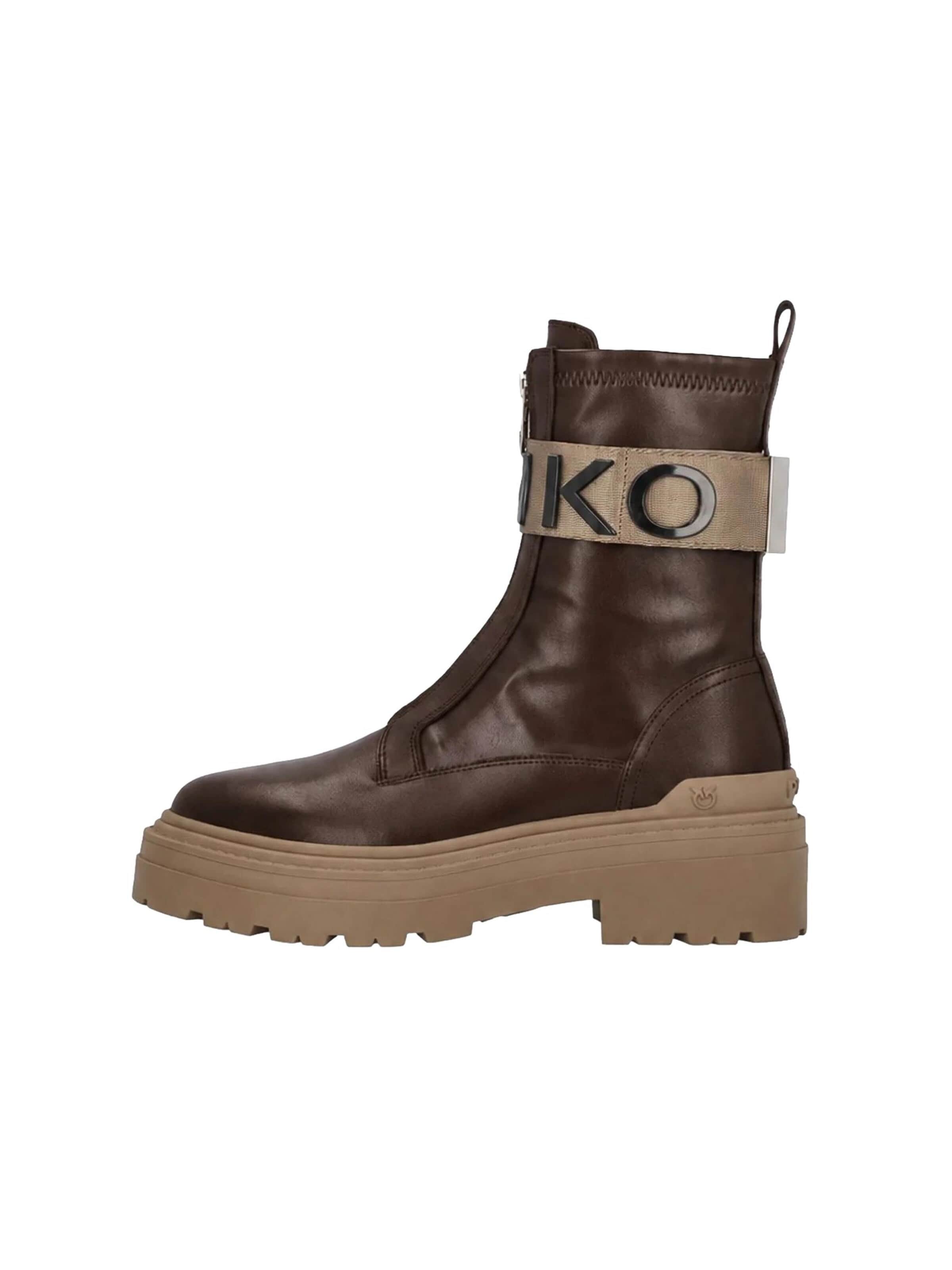 PINKO Botki 'PINKO MIA 13 ANKLE BOOT CALF LEATHER/ ST RETCH SPREADING Scarpe' w kolorze brązowy: przód