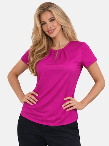 REGINA FASHION Blouse 'Short Sleeve Blouse with Pleated Neckline' in Pink
