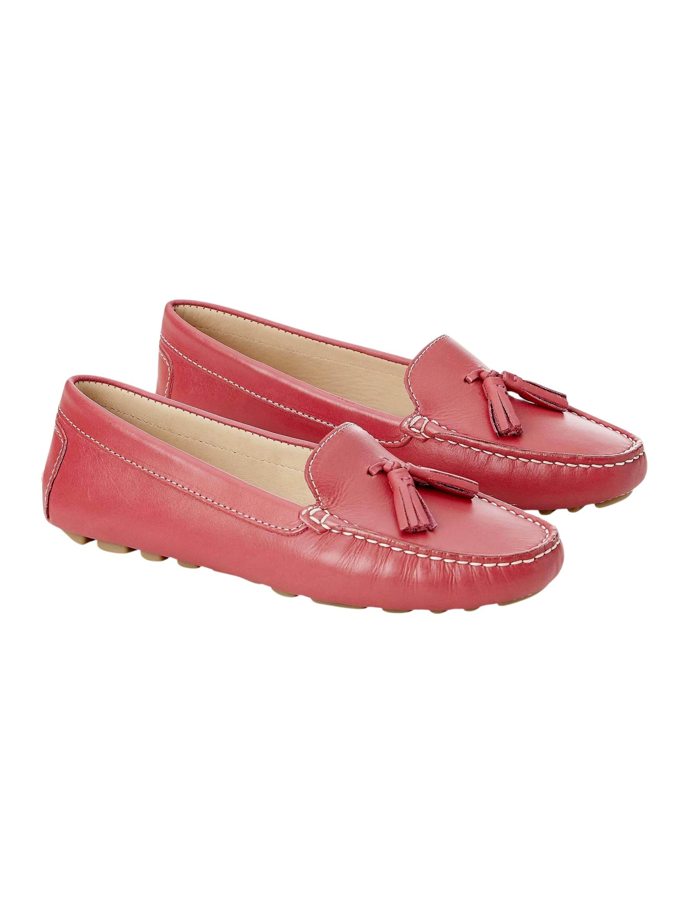 Mocassin 'Caviúna Damen Tassel Loafer Kalbsleder Himbeer Flach' Mangara Atelier en rose