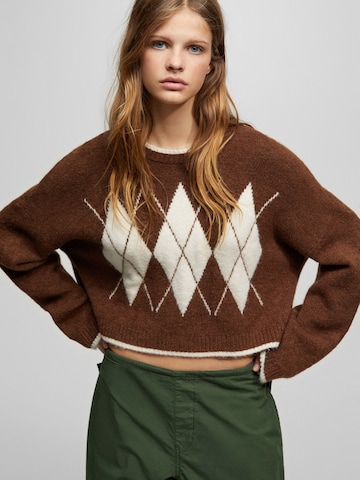 Pull&Bear Pulover | rjava barva: sprednja stran