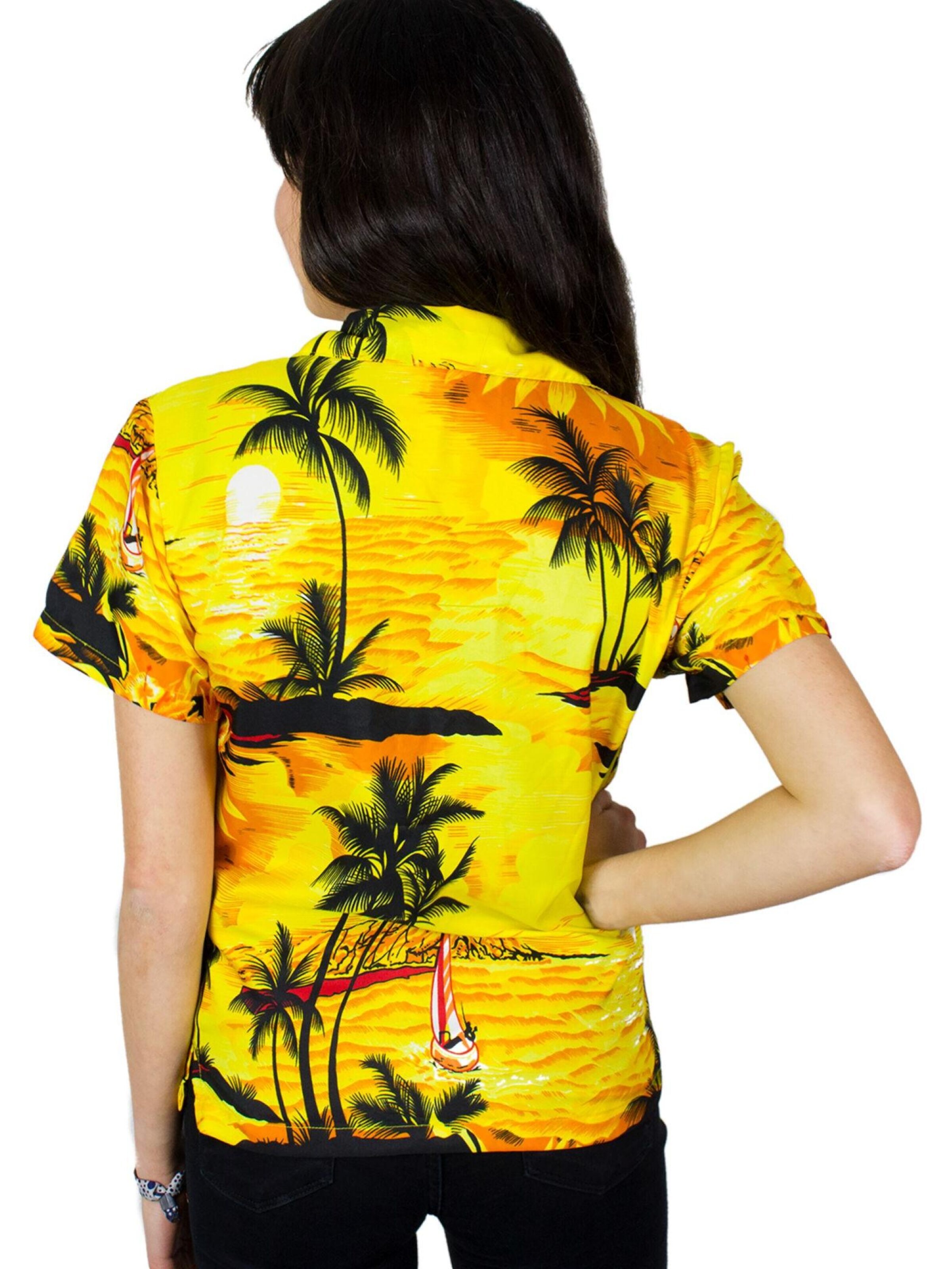 Camicia da donna 'Surf' di King Kameha in giallo