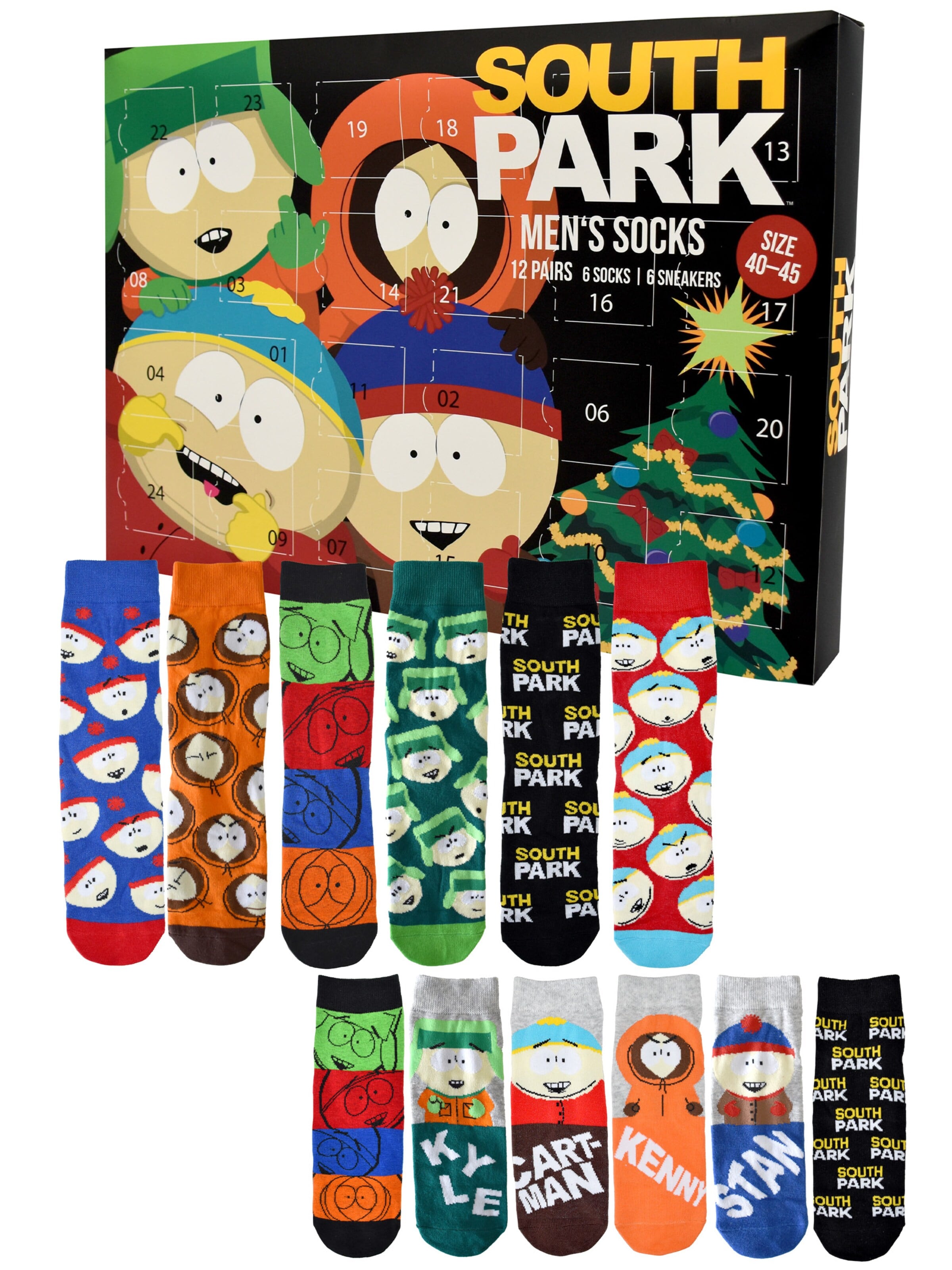 United Labels Socken 'Adventskalender South Park mit 12 Paar'‌‌‌ in Mischfarben: Vorderseite