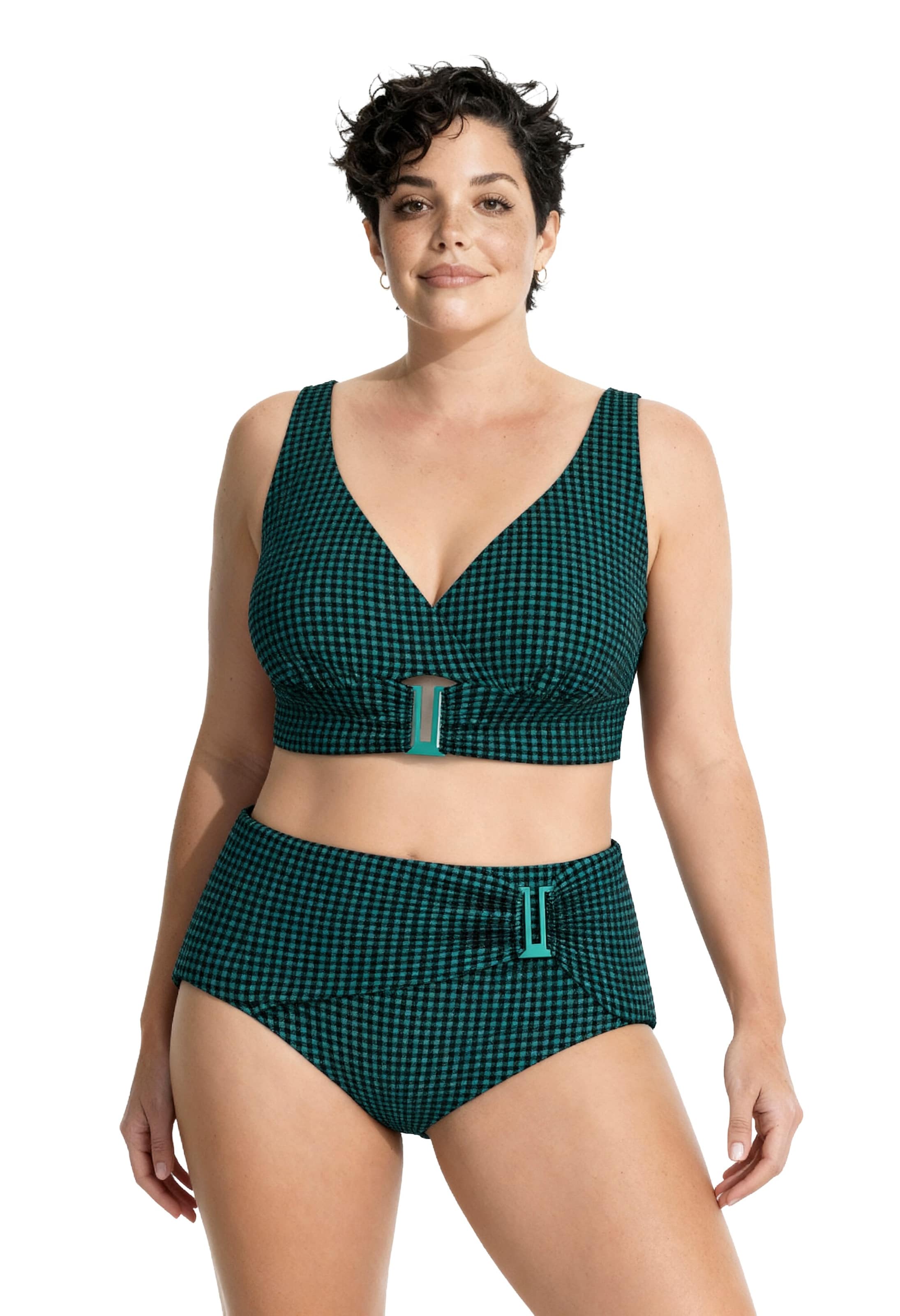 Ulla Popken Triangle Bikini in Green: front