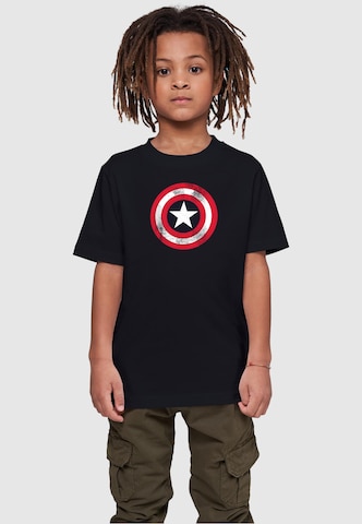 ABSOLUTE CULT Shirt 'Avengers - Captain America Distressed Shield' in Zwart: voorkant