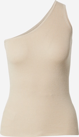 Davida Cashmere Knitted Top in Beige: front