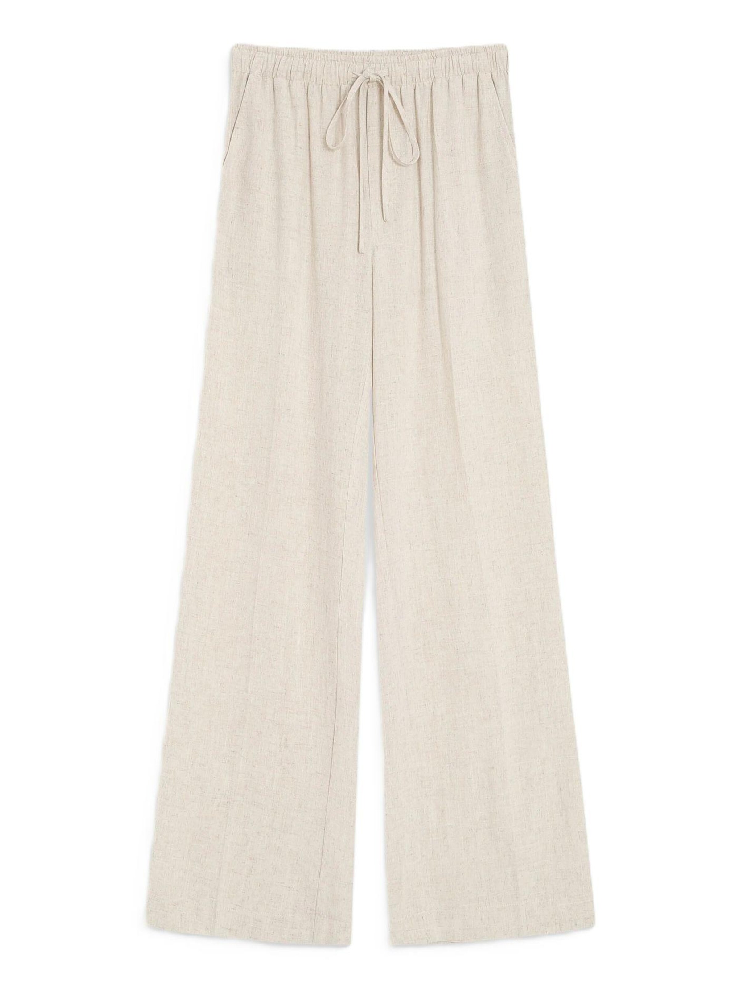 Grace & Mila Wide leg Traditional Pants 'RAVEN' in Beige: front