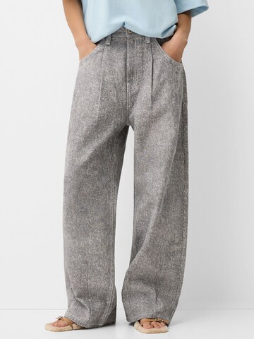 Bershka Wide Leg Jeans in Grau: Vorderseite