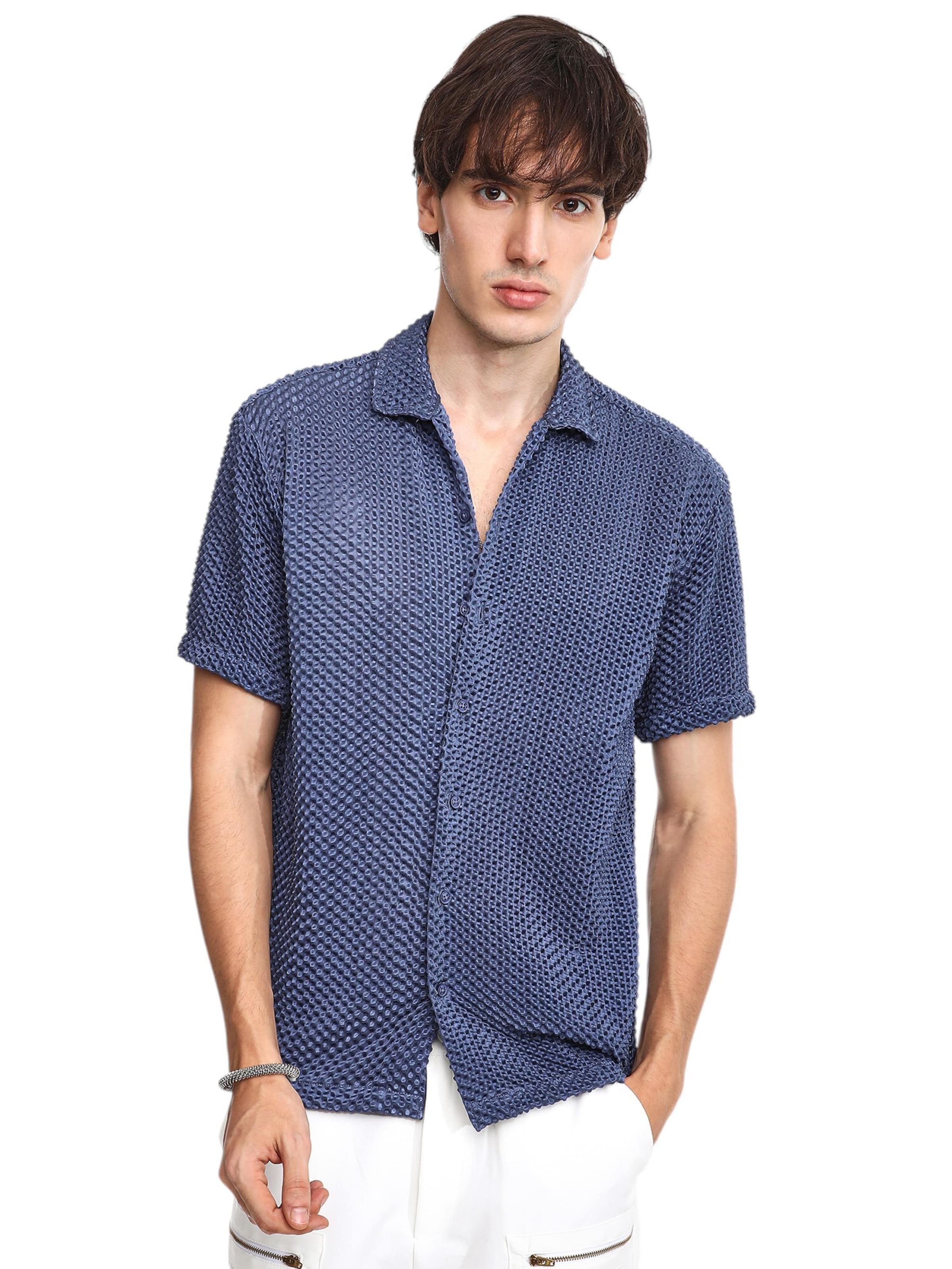 Campus Sutra Klasický střih Košile 'Yvette' – modrá: přední strana