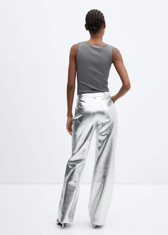 MANGO Normální Kalhoty – stříbrná