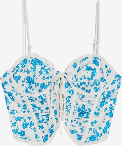 Bershka Toppi koossa XS värissä sininen / valkoinen, Tuotenäkymä