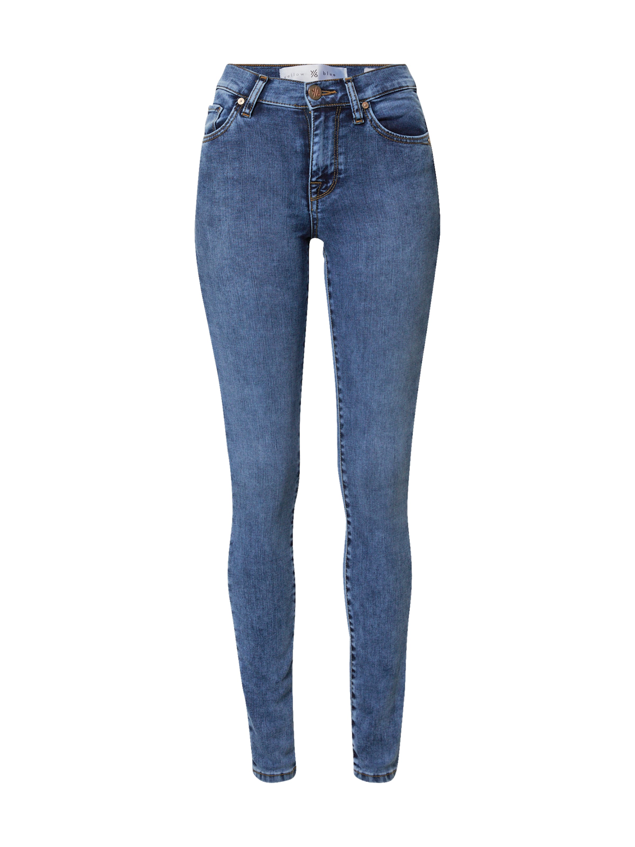 vAjCo Donna Yellow Blue Denim Jeans New Soph in Blu 