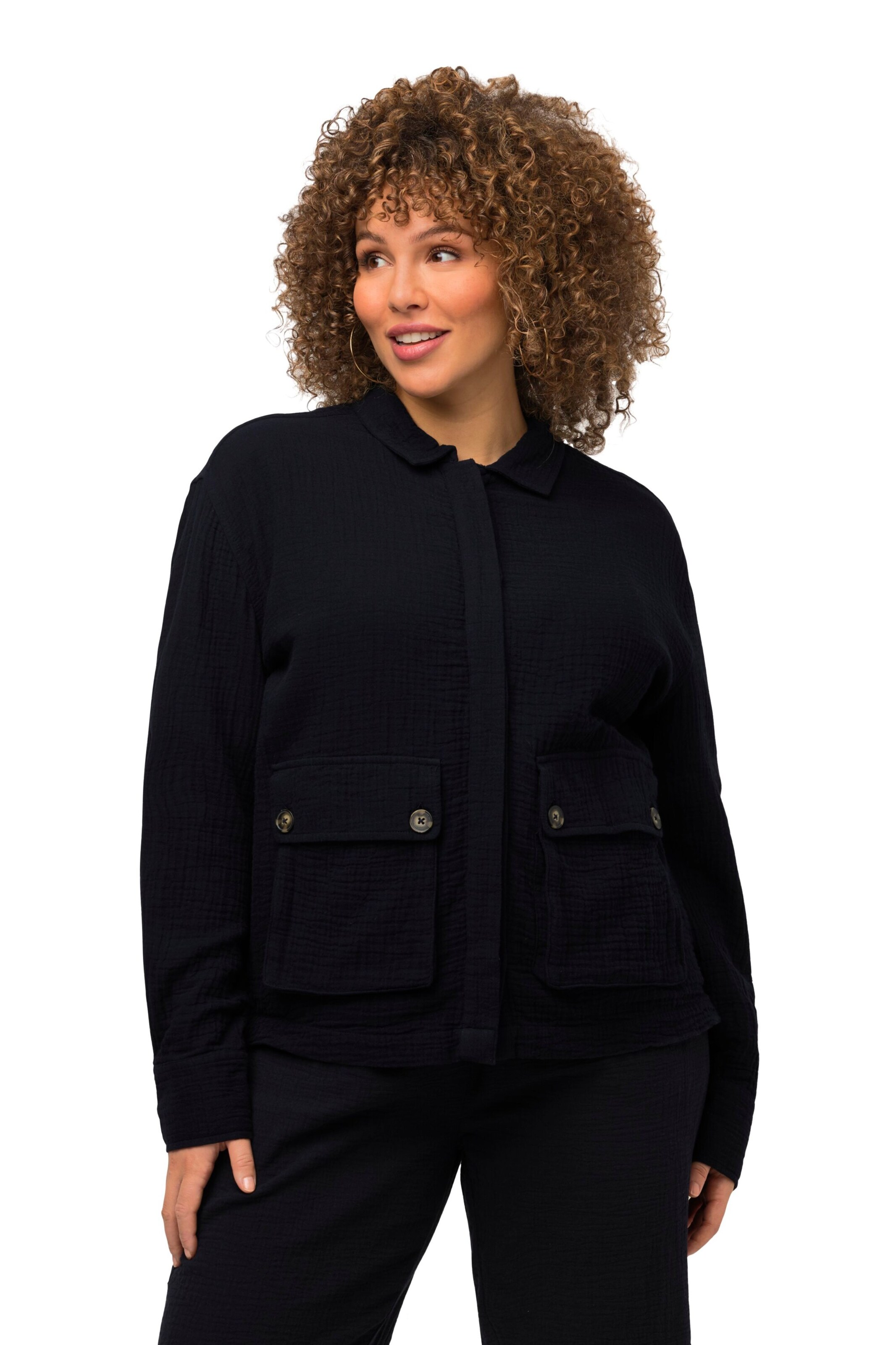 Ulla Popken Between-season jacket in Blue: front