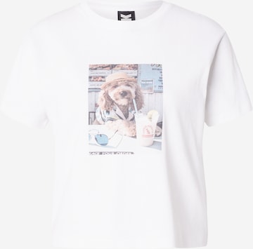 T-shirt 'PAWS & RELAX' Kaotiko en blanc : devant