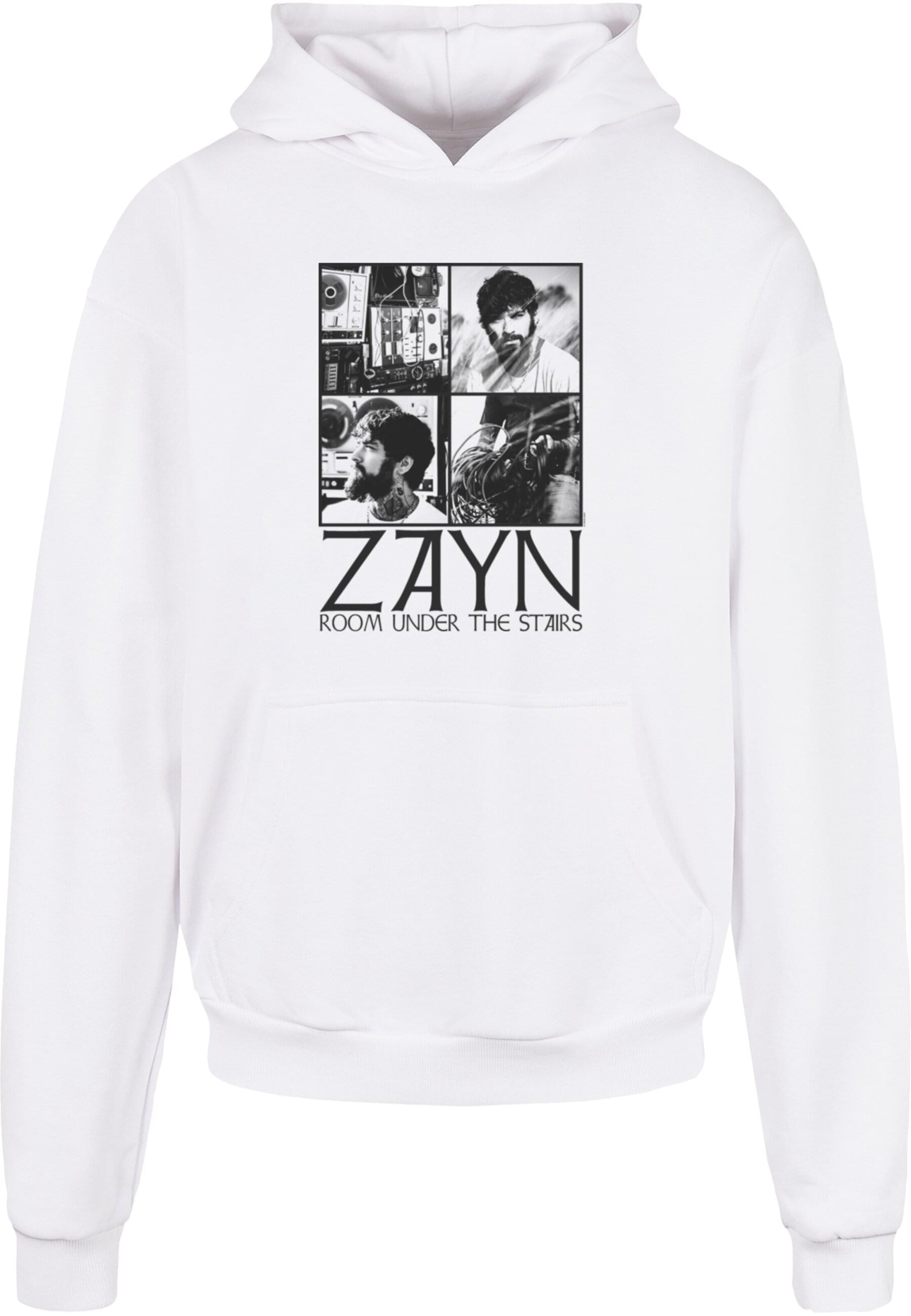 Sweat-shirt 'Zayn - Quad Collage' Merchcode en blanc : devant