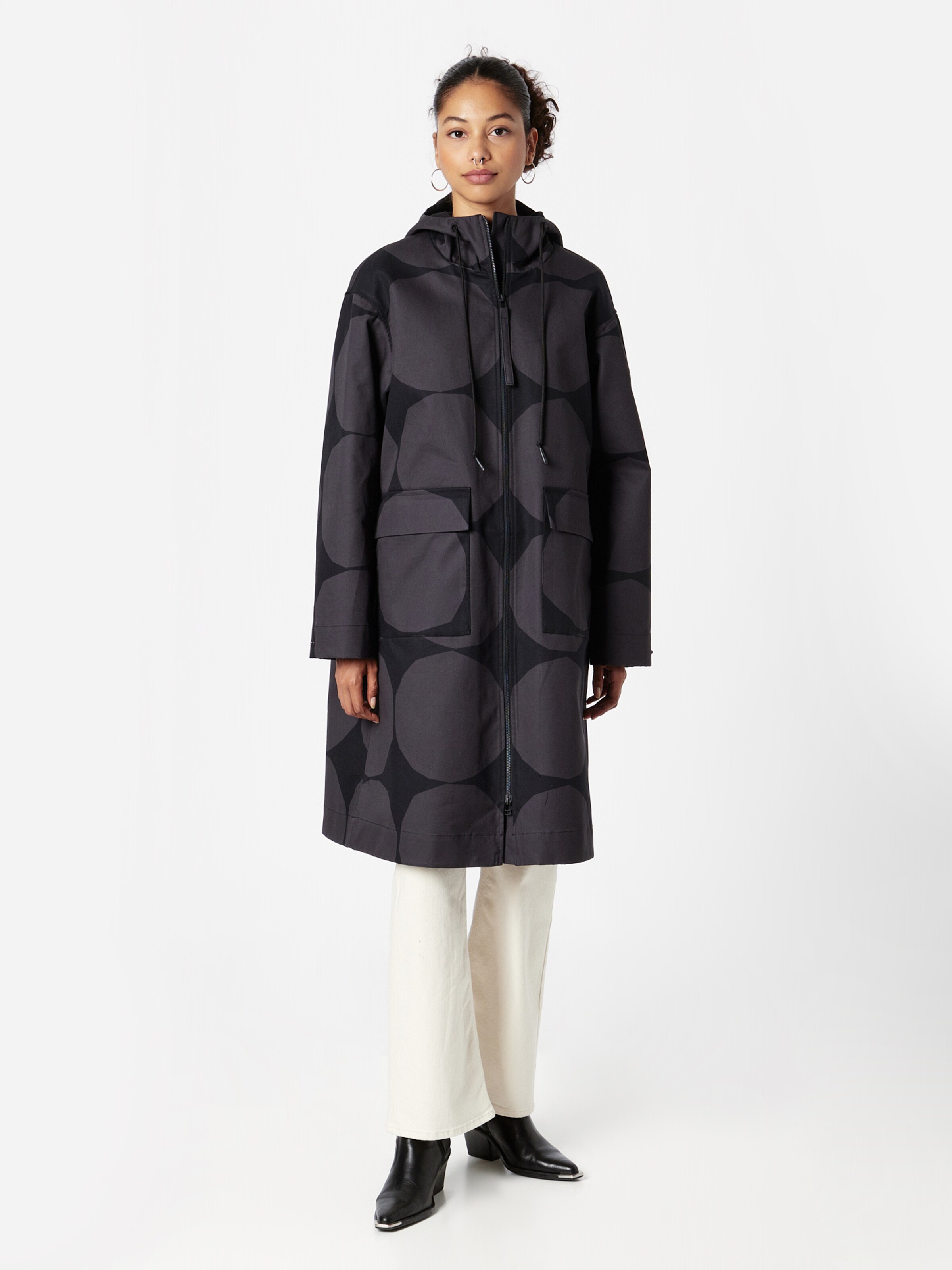 Marimekko Between-seasons coat 'Mangaani Kivet' in Dark Grey