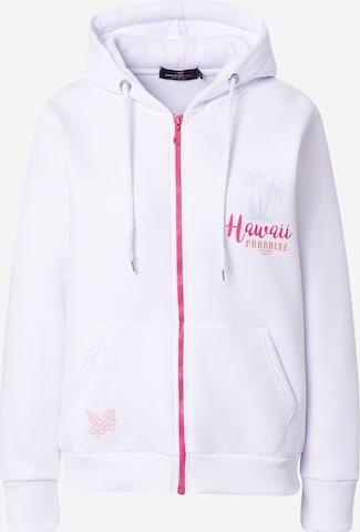 Zwillingsherz Zip-Up Hoodie 'Sarina' in White: front