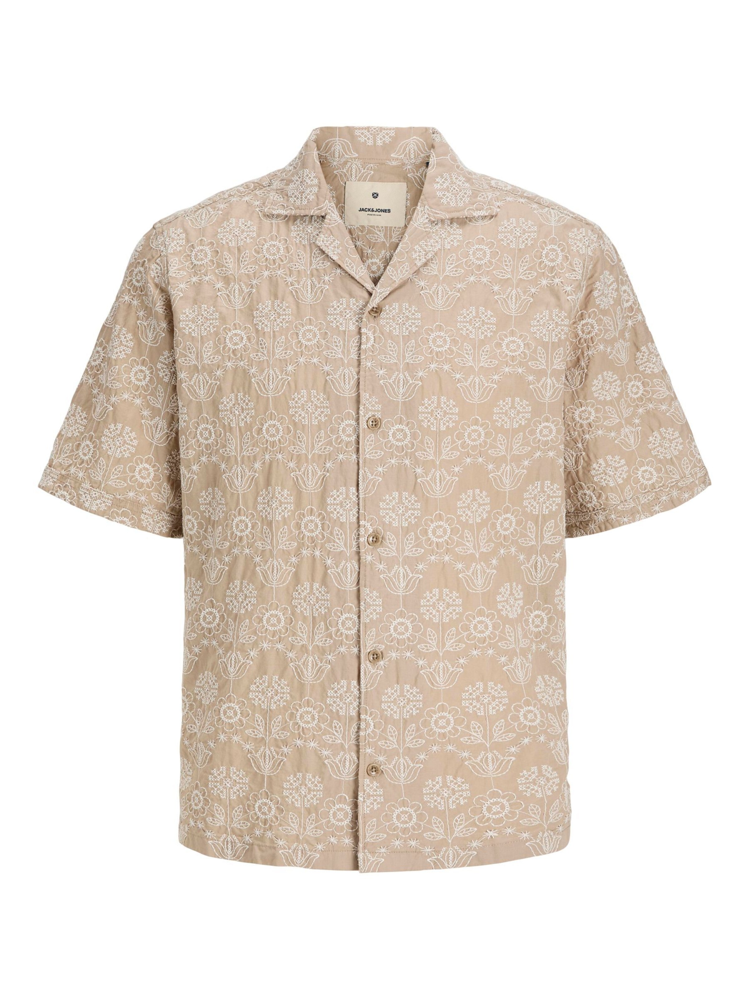 JACK & JONES Camisa en L en camelo / blanco, Vista del producto