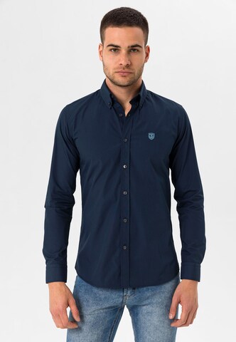 Jimmy Sanders Slim Fit Hemd in Blau: Vorderseite