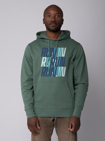 Watapparel Sweatshirt 'Run, Run, Run blue' in Groen: voorkant