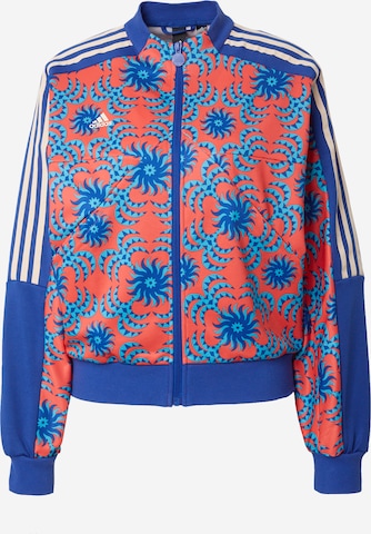 ADIDAS SPORTSWEAR Athletic Zip-Up Hoodie 'Farm Tiro' in Blue: front