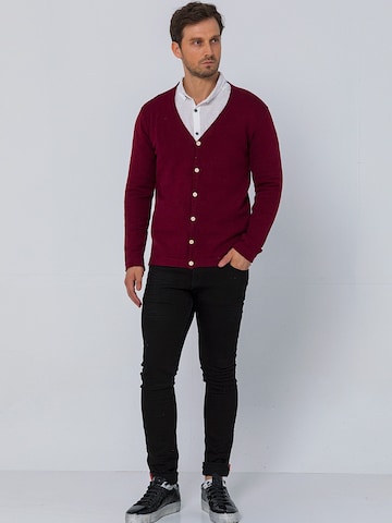 Ron Tomson Knit Cardigan in Red