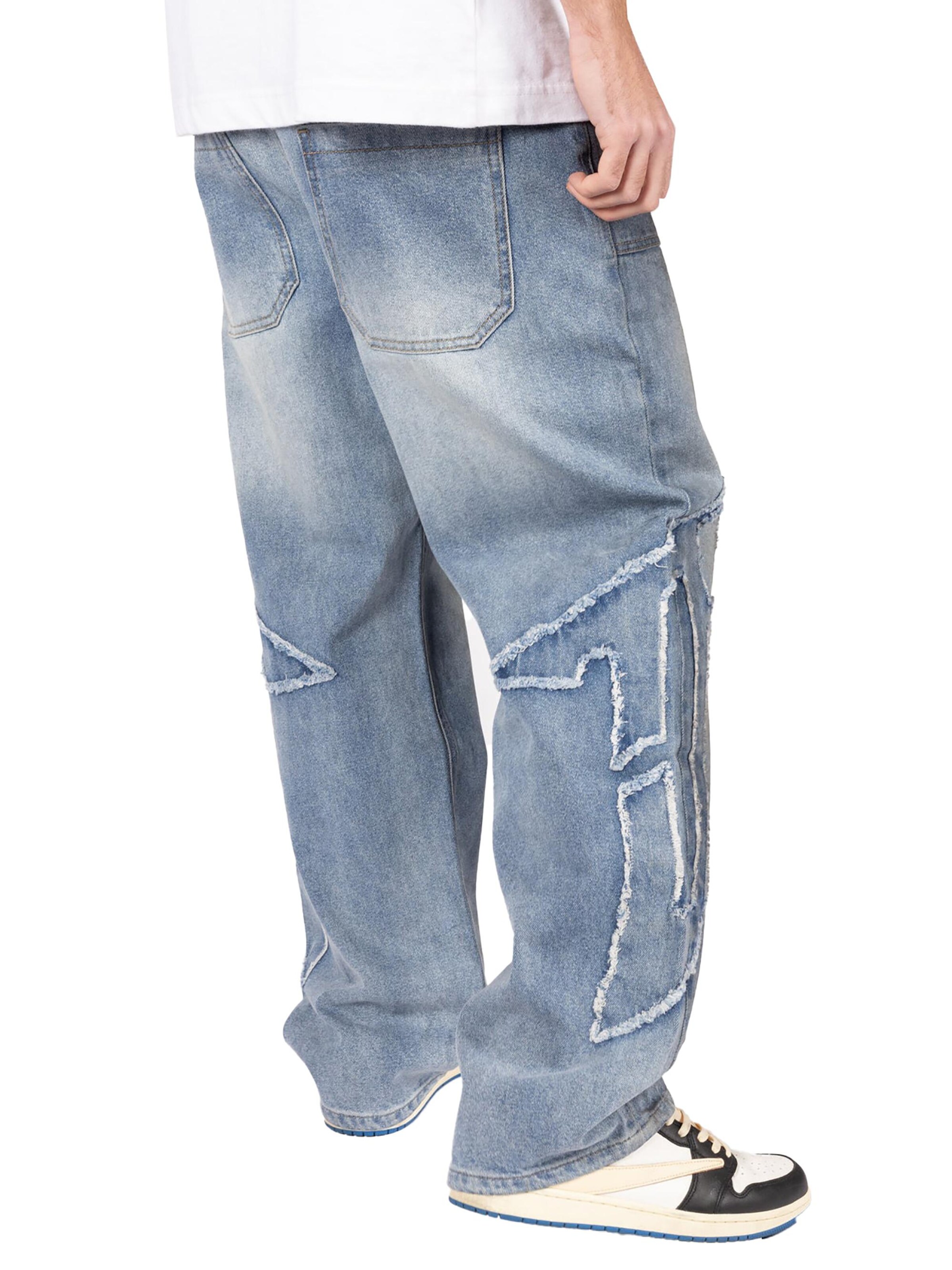 FAVELA Baggy Jeans 'Distressed F' in Blue