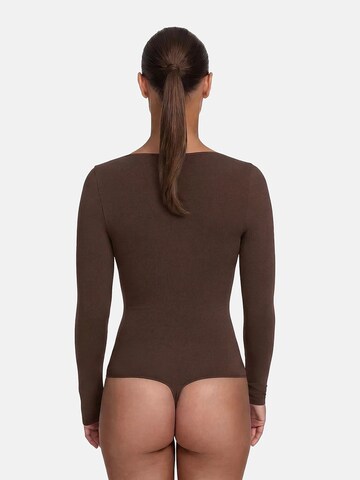 cfab (formerly creamy fabrics) - Body moldeador 'Bodysuit Sculpting Shapewear Longsleeve mit String' en marrón
