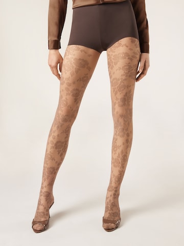 CALZEDONIA Tights '40 DENIER FLOWERS' in Brown: front