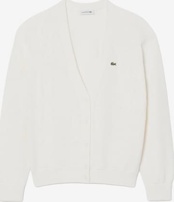 LACOSTE Knit Cardigan in White: front