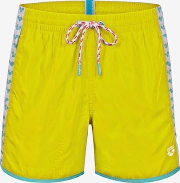 Shorts de bain 'TEAM STRIPE' ARENA en jaune : devant