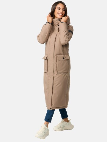 NAVAHOO Winter Coat 'Wolkenfrost XIV' in Beige: front