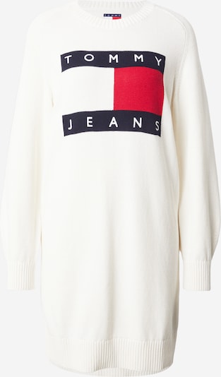 XS dydžio Megzta suknelė iš Tommy Jeans, spalva – tamsiai mėlyna jūros spalva / raudona / balta, Prekių apžvalga