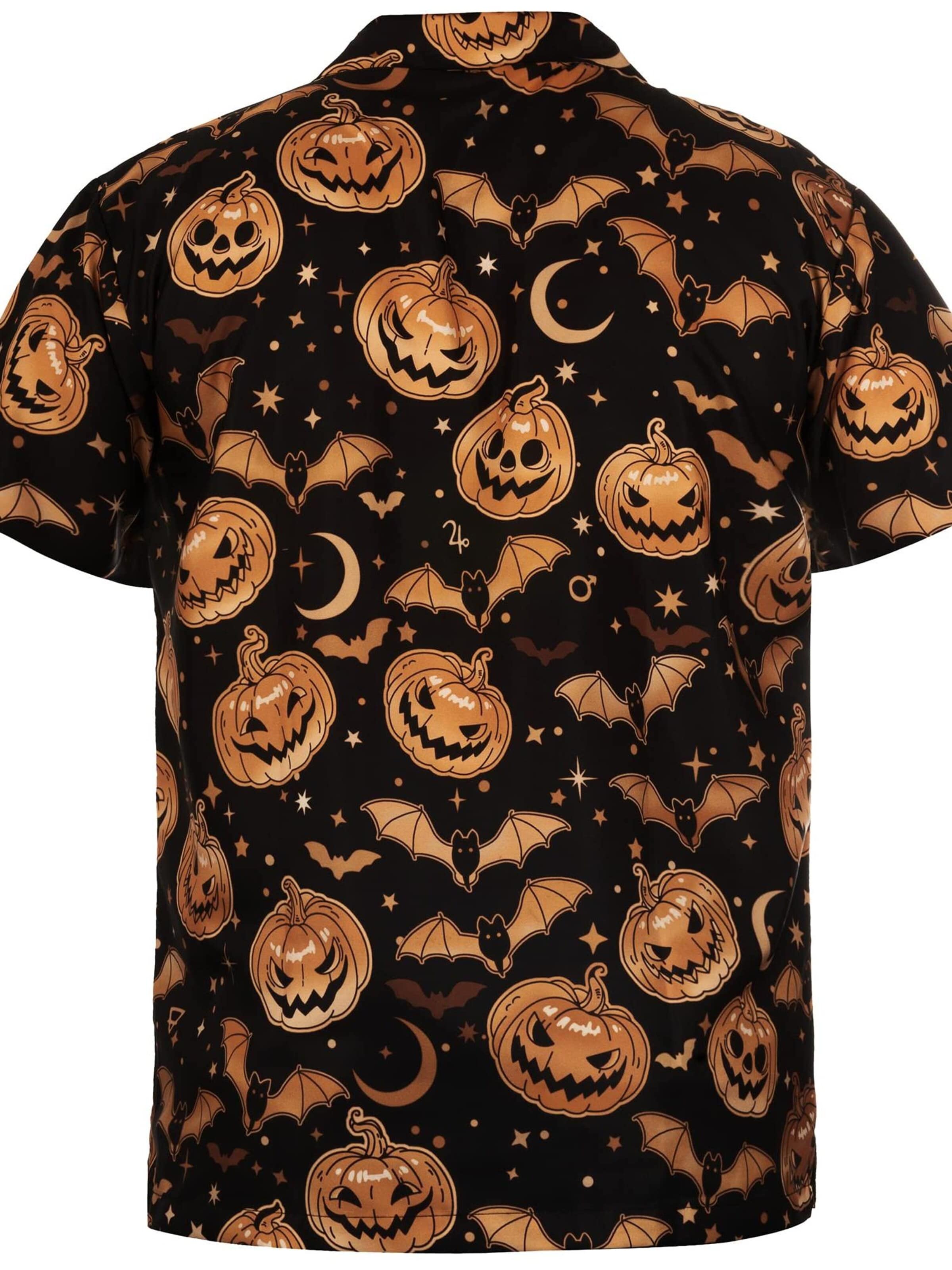 King Kameha Shirt 'Helloween Pumpkin Bat' in Bruin