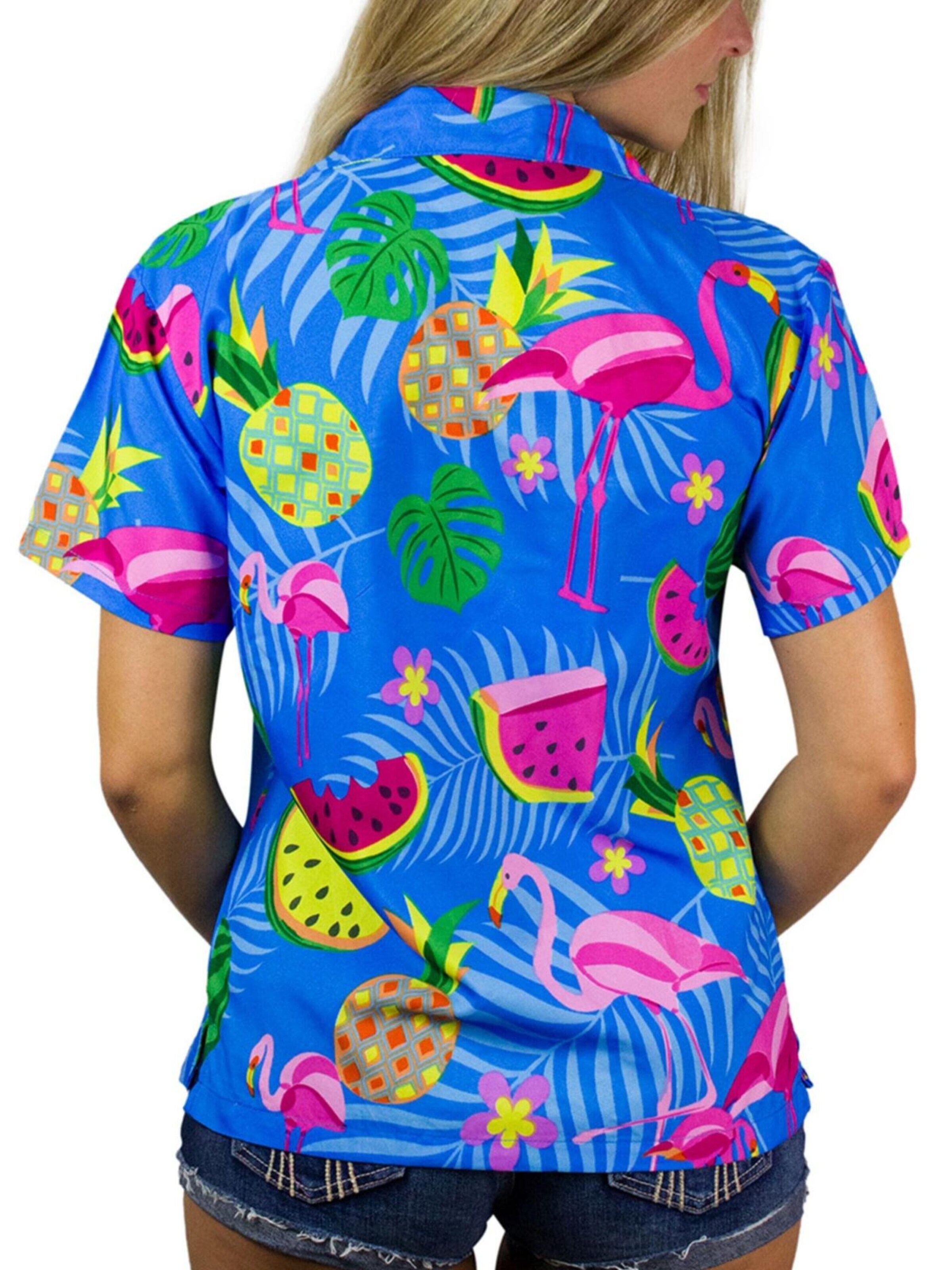 King Kameha Blouse 'Flamingo Melone' in Blauw