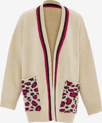 IMANE Gebreid vest in Beige: voorkant