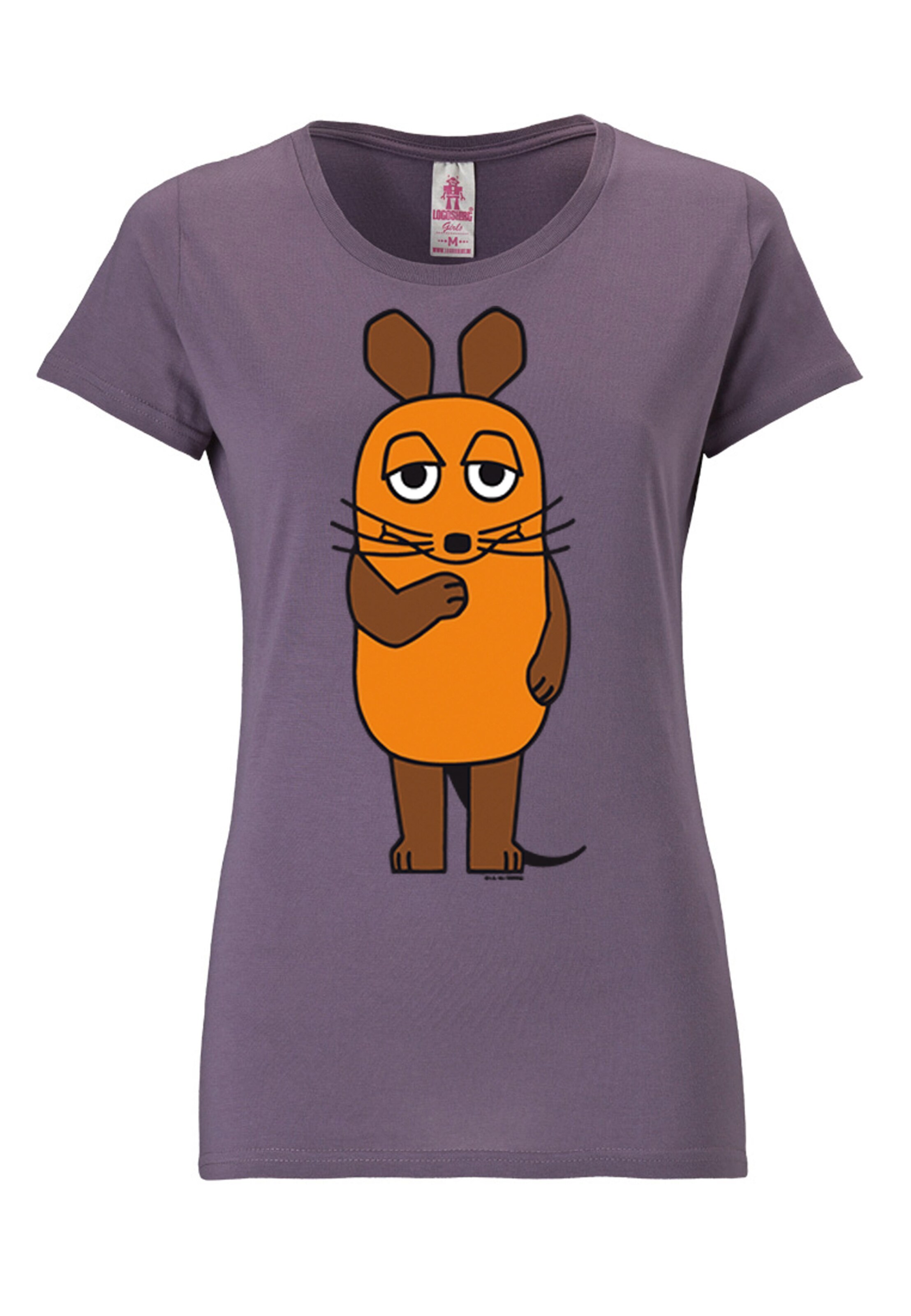 LOGOSHIRT T-Shirt 'Die Sendung mit der Maus' in Lila: Vorderseite