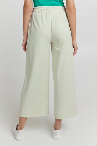 ICHI Wide leg Pleat-Front Pants 'KATE' in Green