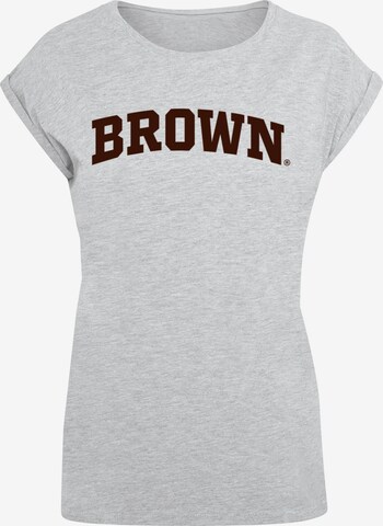 Merchcode Shirt 'Brown University - Script' in Grijs: voorkant