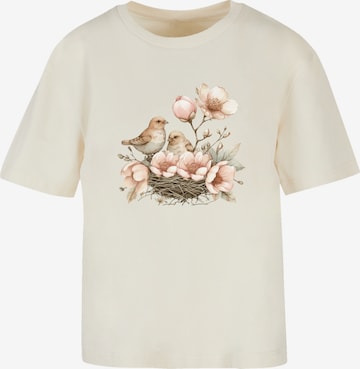 T-shirt 'Vogelnest Blumen' F4NT4STIC en beige : devant