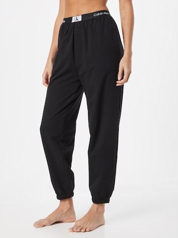 Calvin Klein Underwear Tapered Pleat-Front Pants in Black: front