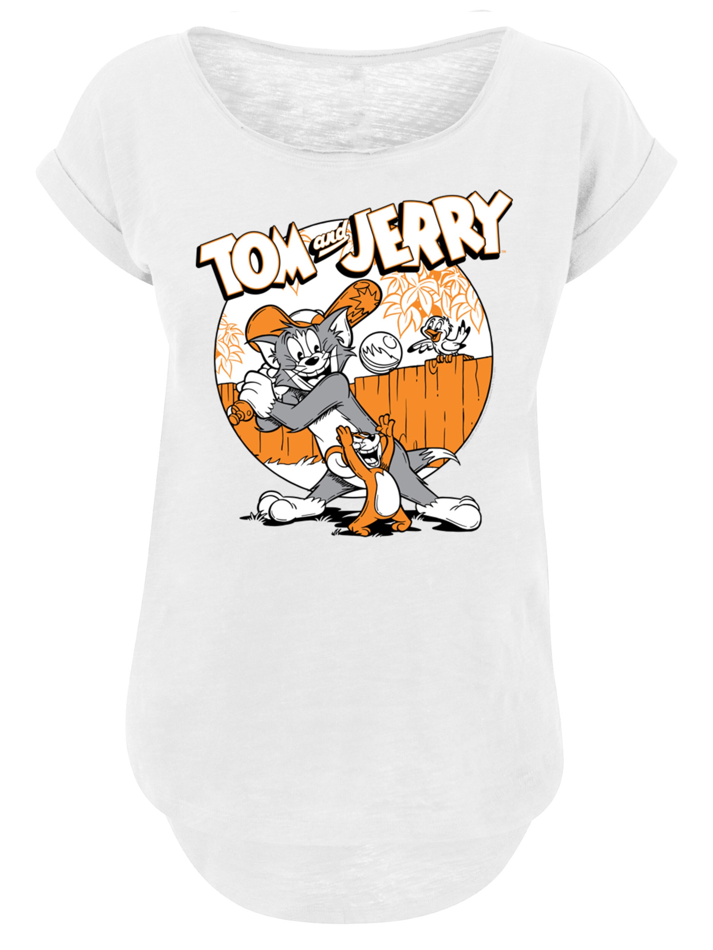 F4NT4STIC T-Shirt 'Tom and Jerry TV Serie Play Baseball' in Weiß: Vorderseite