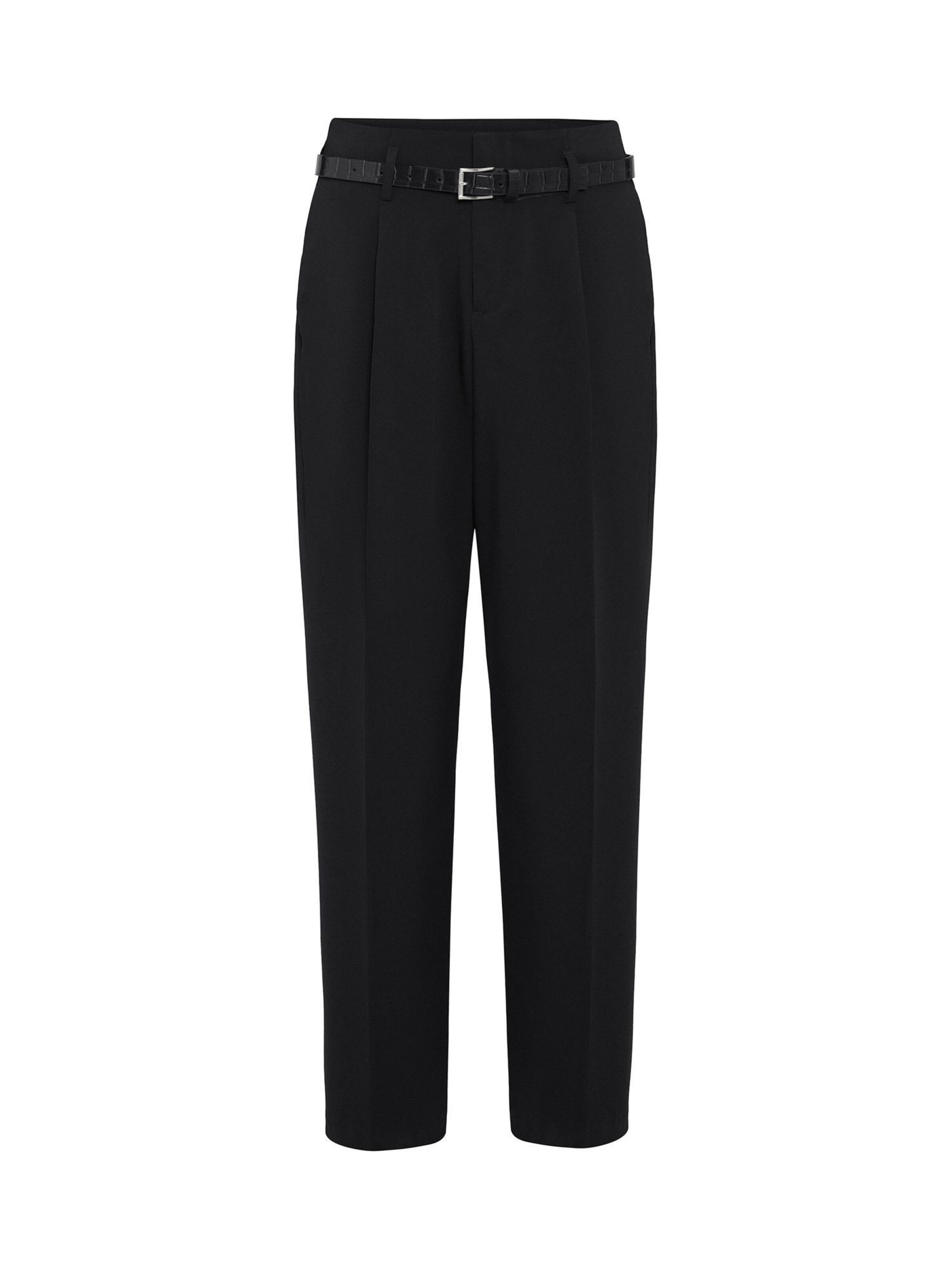 Antioch - Loosefit Calças com vincos em preto: frente