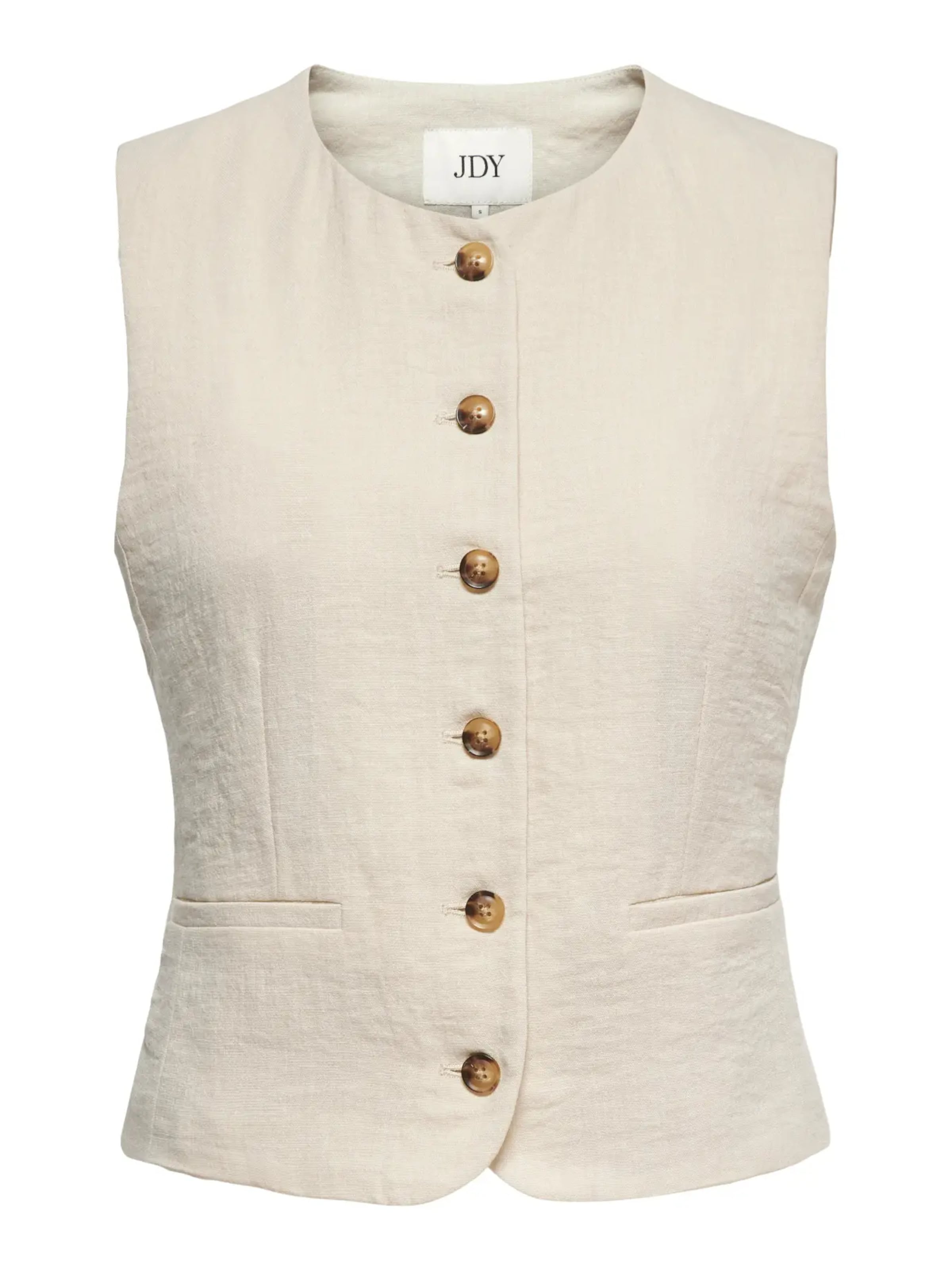 JDY Bodywarmer 'JDYCARA S/L WAISTCOAT' in Beige: voorkant